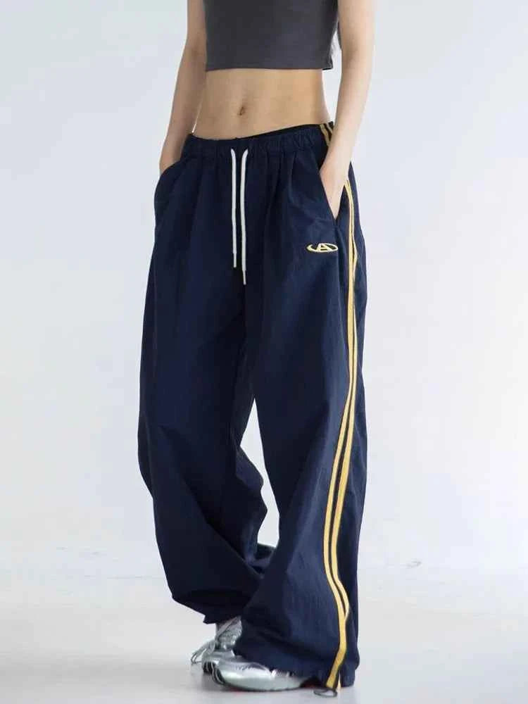 Women Casual Vintage Striped High Waist Sweatpants