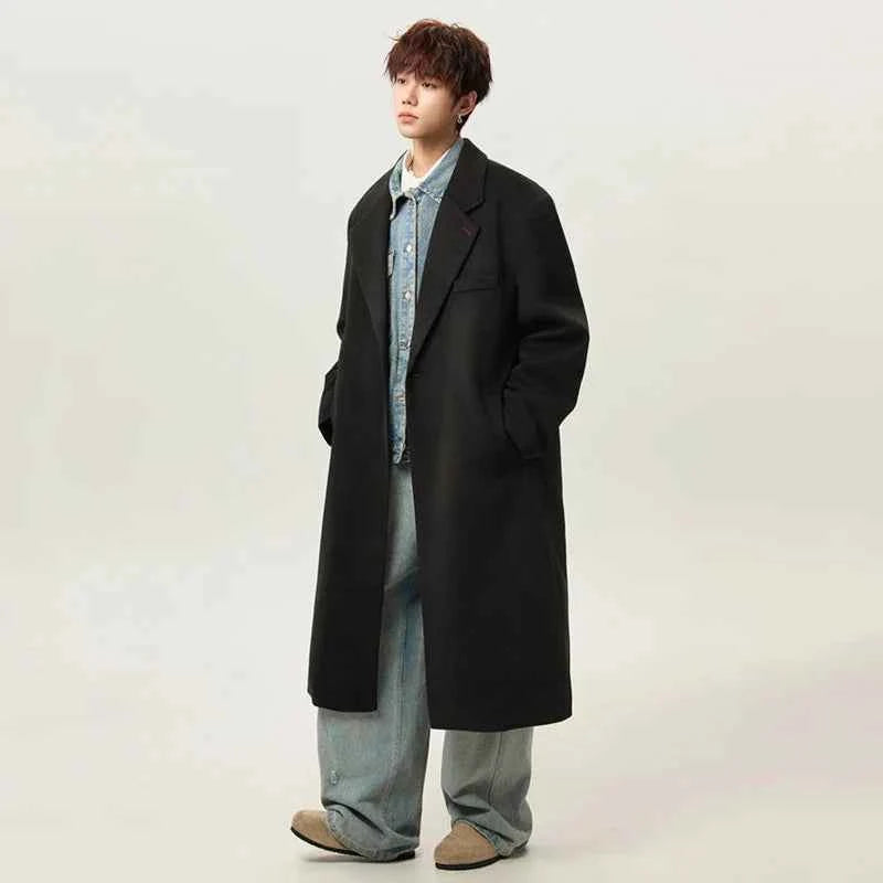 Korean Style Retro Single Button Wool Coat