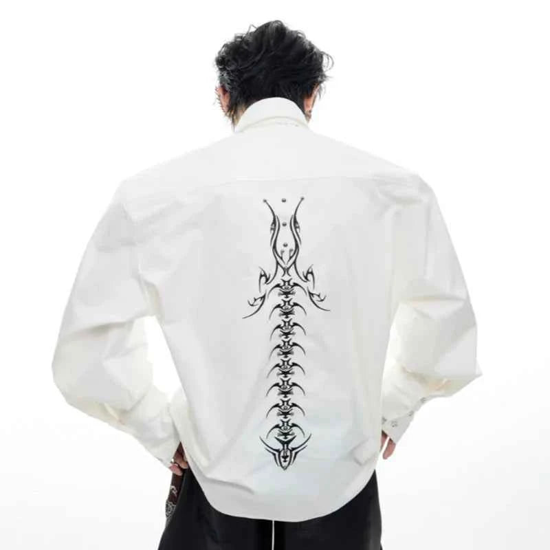 Embroidered Lapel with Contrast Color Shirt