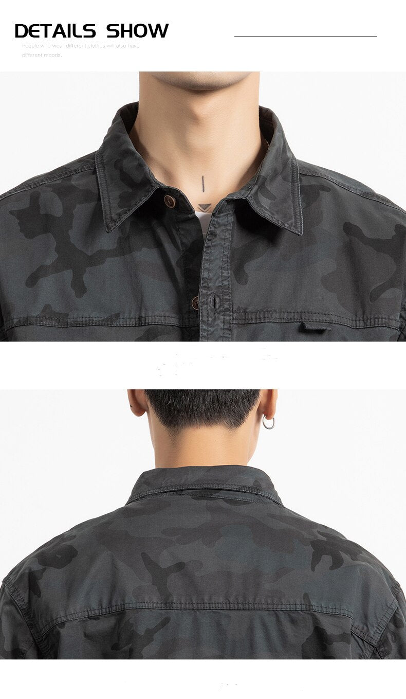 Classic Safari Camo Style Patch Pocket Jacket