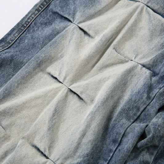 Trendy Designer Baggy Pleated Denim Wide Leg Jeans