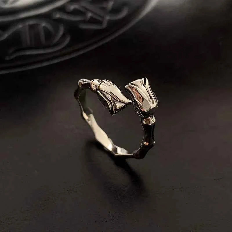 Adjustable Retro Rose Bud Cool Open Ring