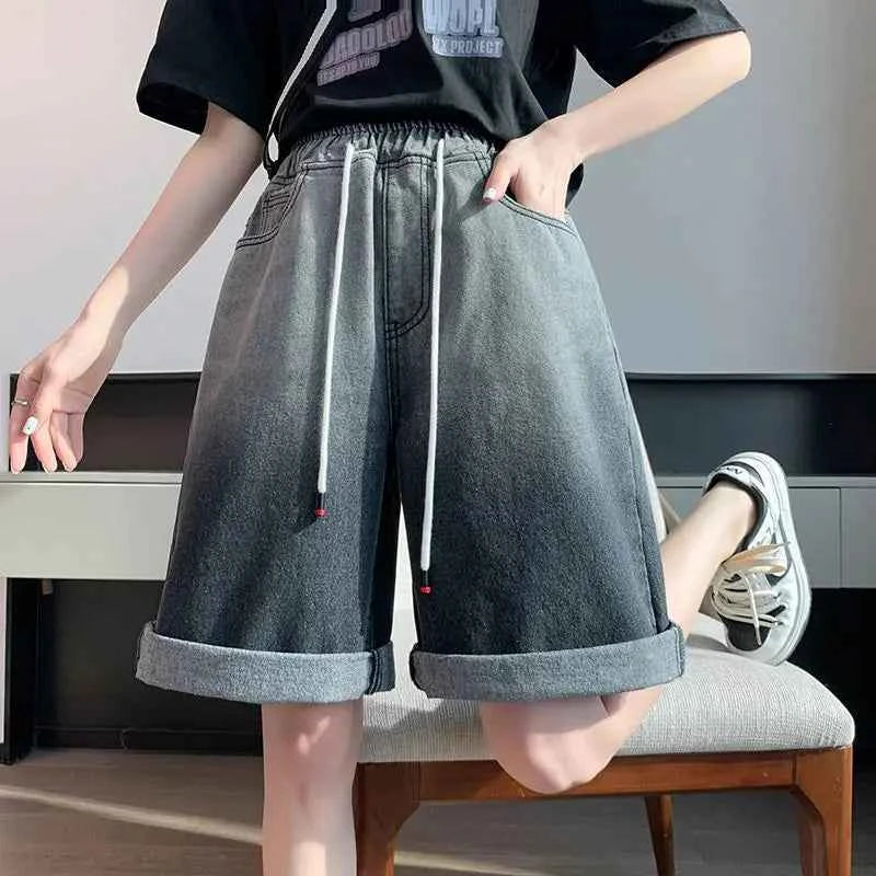 Summer Essential High Waist Black Denim Short