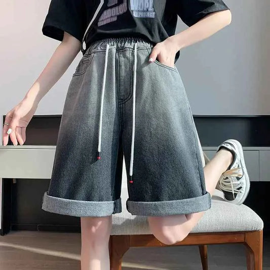 Summer Essential High Waist Black Denim Short