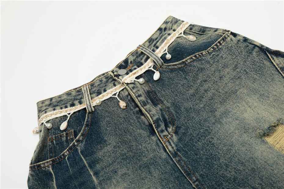 Y2K Elevated Washed Ripped Hole Denim Jeans