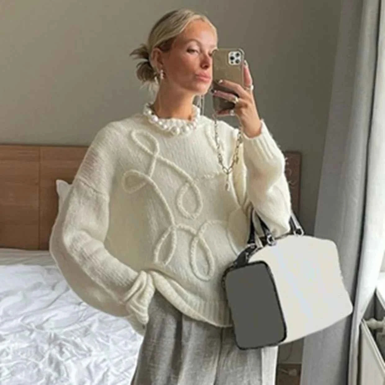 Women Butter-Smooth White Knitted Sweater