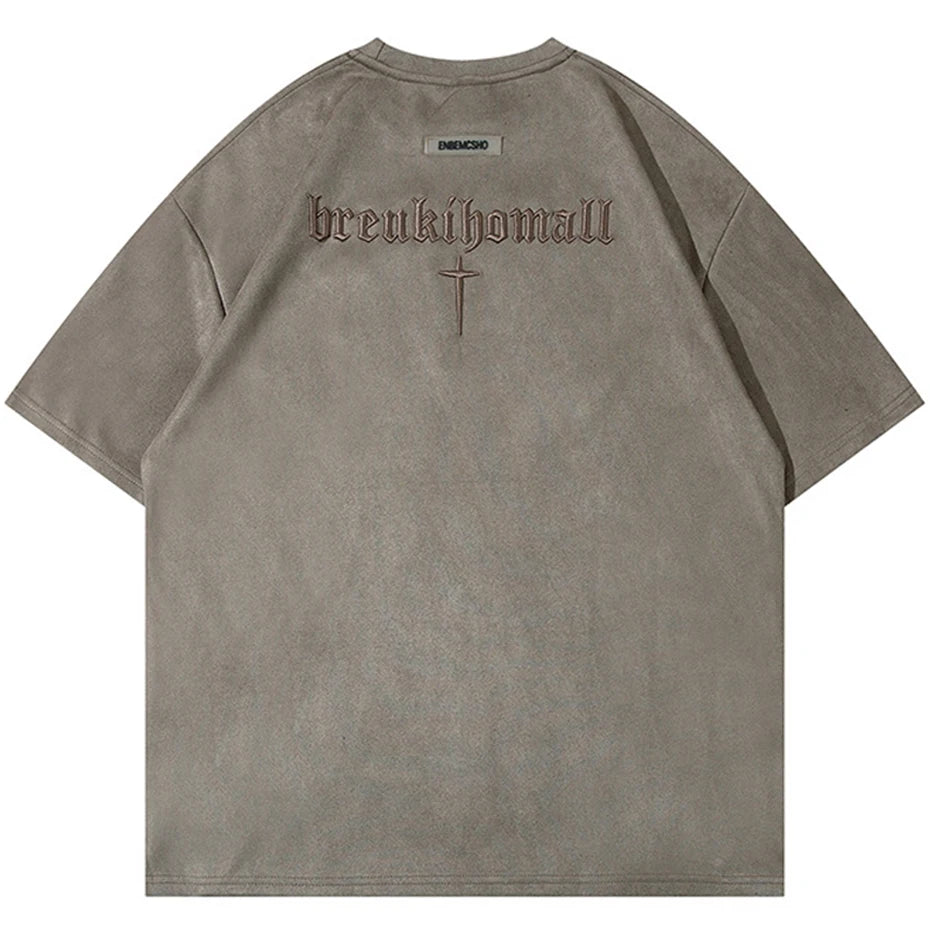 Suede Oversized Streetwear Tshirts
