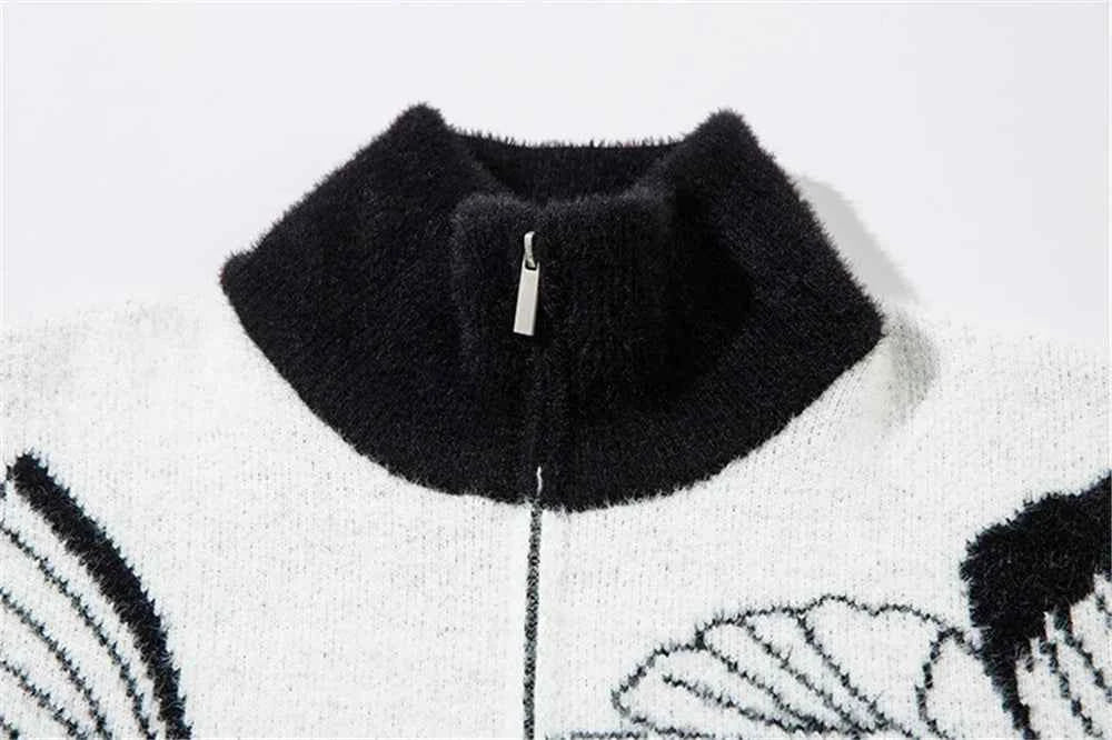 Plush Butterfly Graphic Cool Knitwear Cardigan