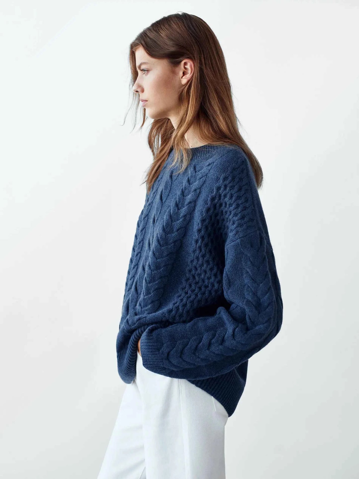 Women Classic Blue Ethereal Striped Sweater