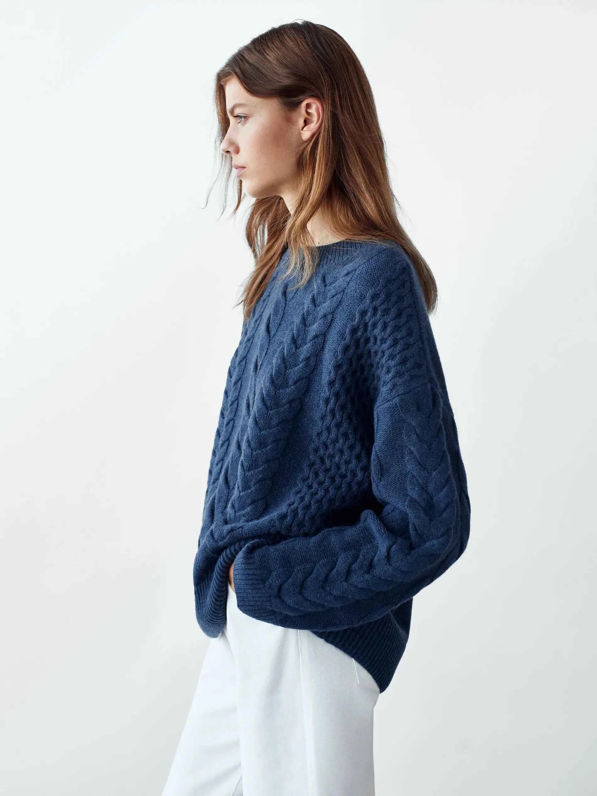Women Classic Blue Ethereal Striped Sweater