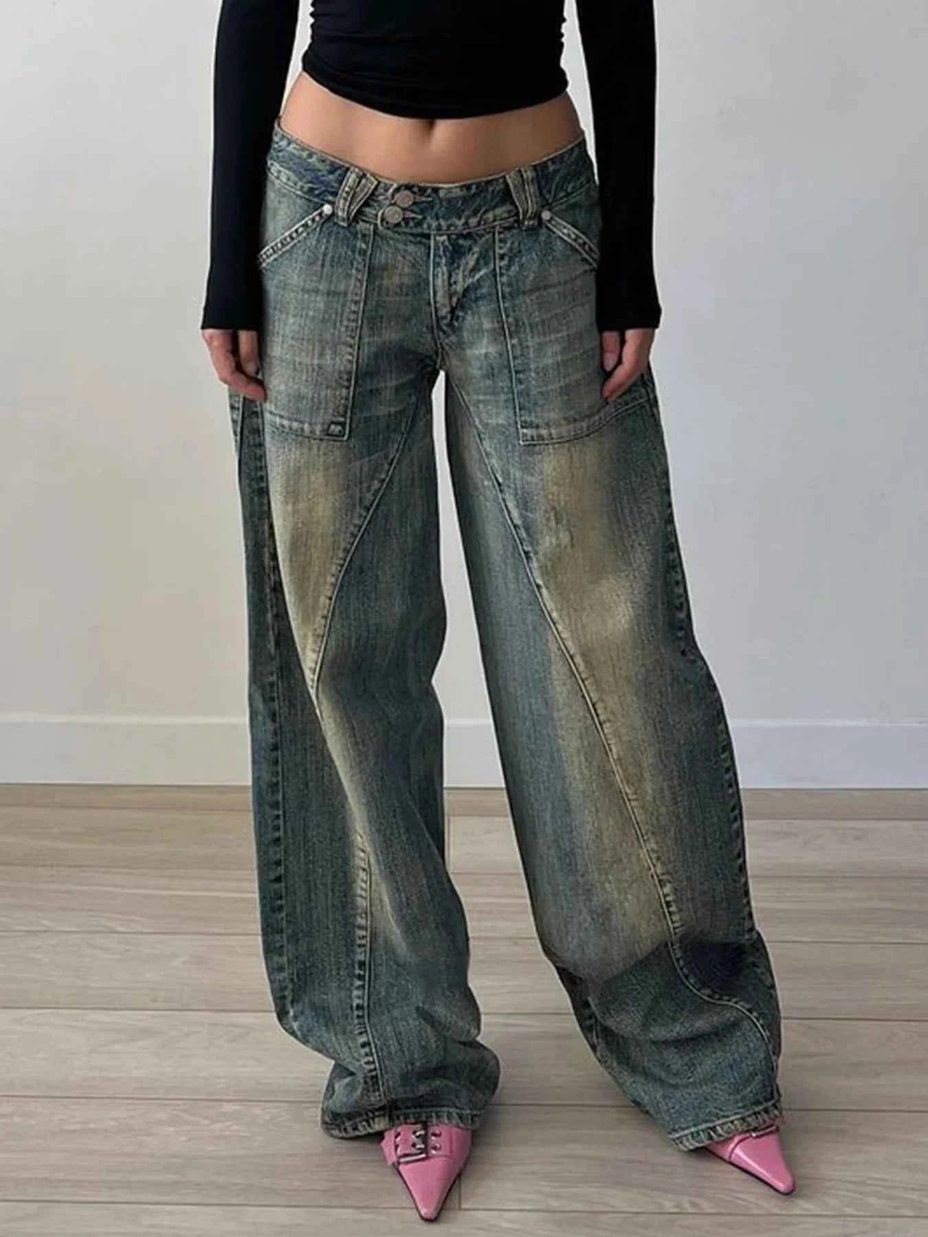 Vintage Grunge Loose Low Rise Jeans