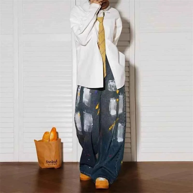 Graffiti Color Printed Cool Distressed Jeans