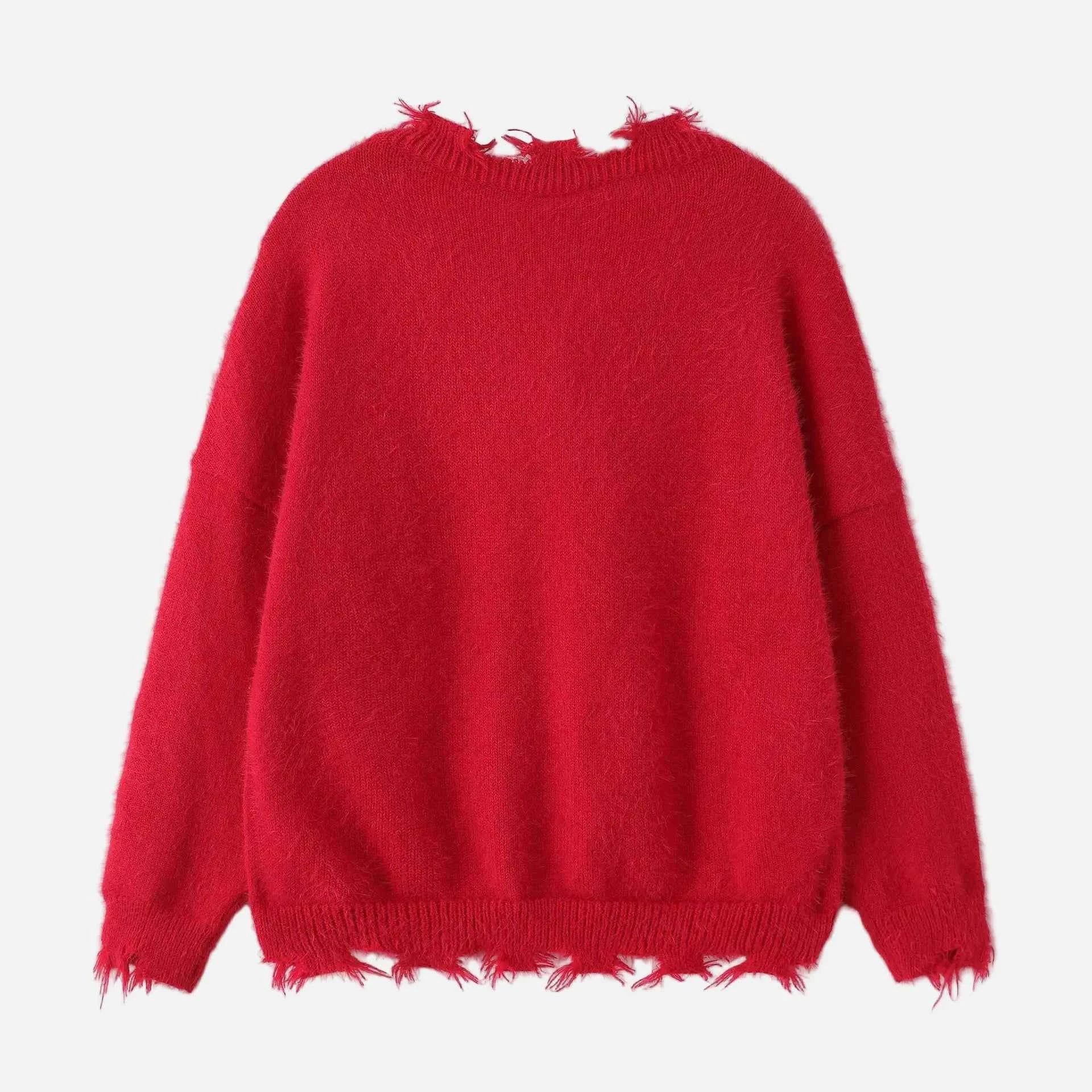 Cozy Aesthetic Distressed Knit Sweater
