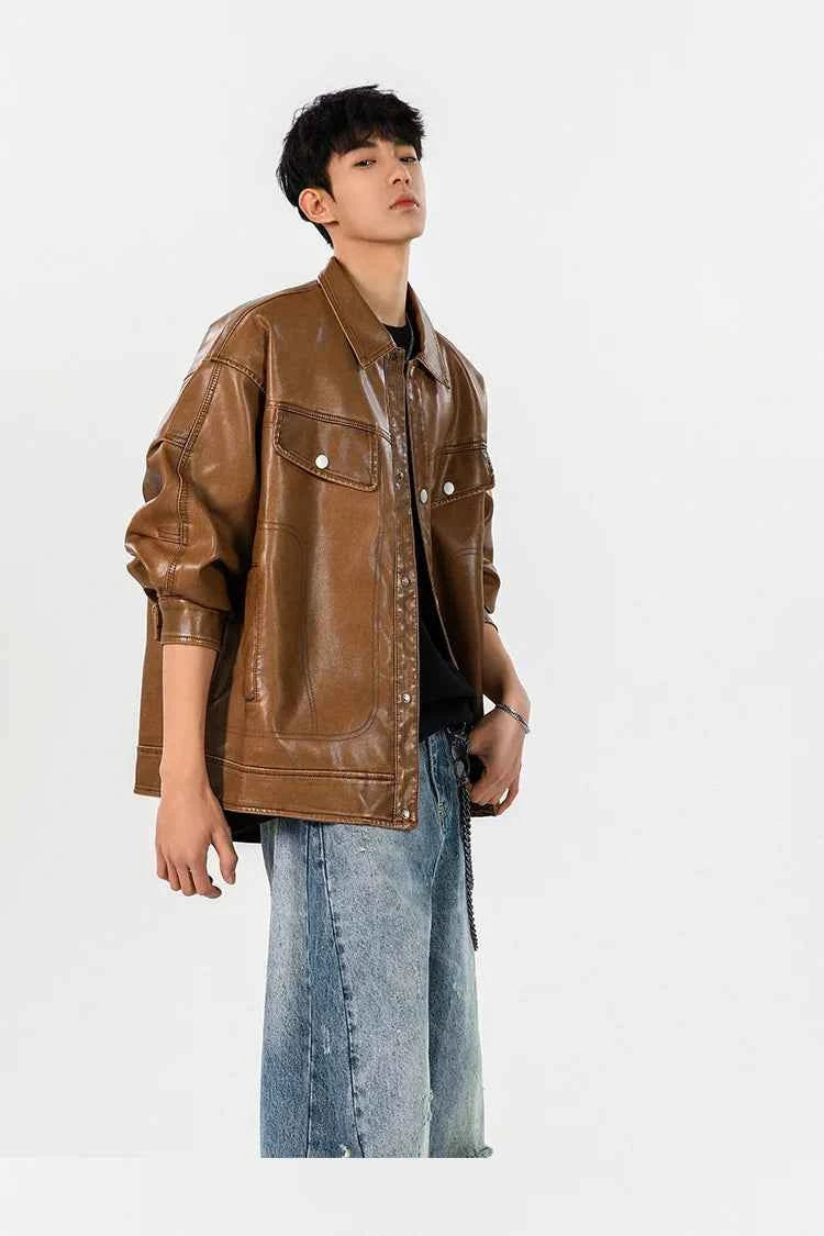 Classic Premium Vintage Loose Leather Motorcycle Jacket