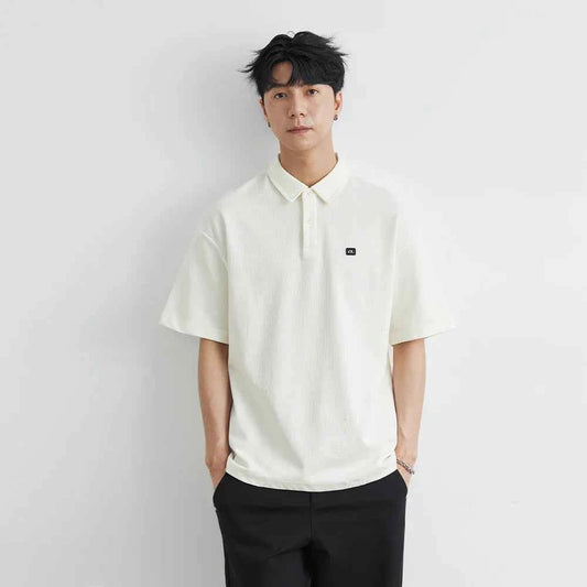 Men's Casual Hip Hop Loose Lapel Cotton Polo T-Shirt