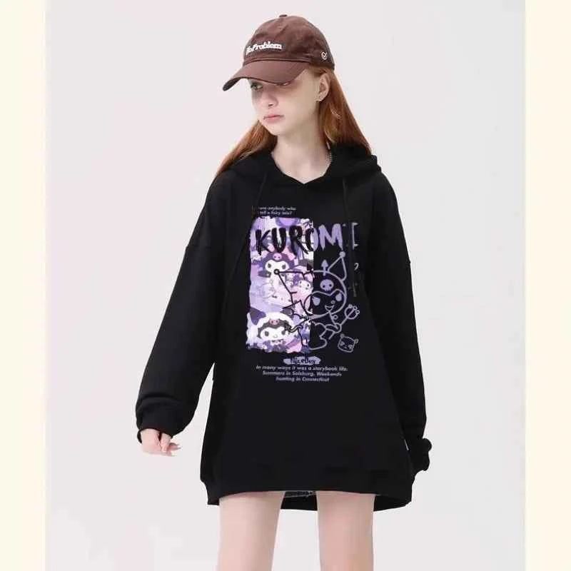 Relaxed Fit Kuromi Printed Loose Hoodie