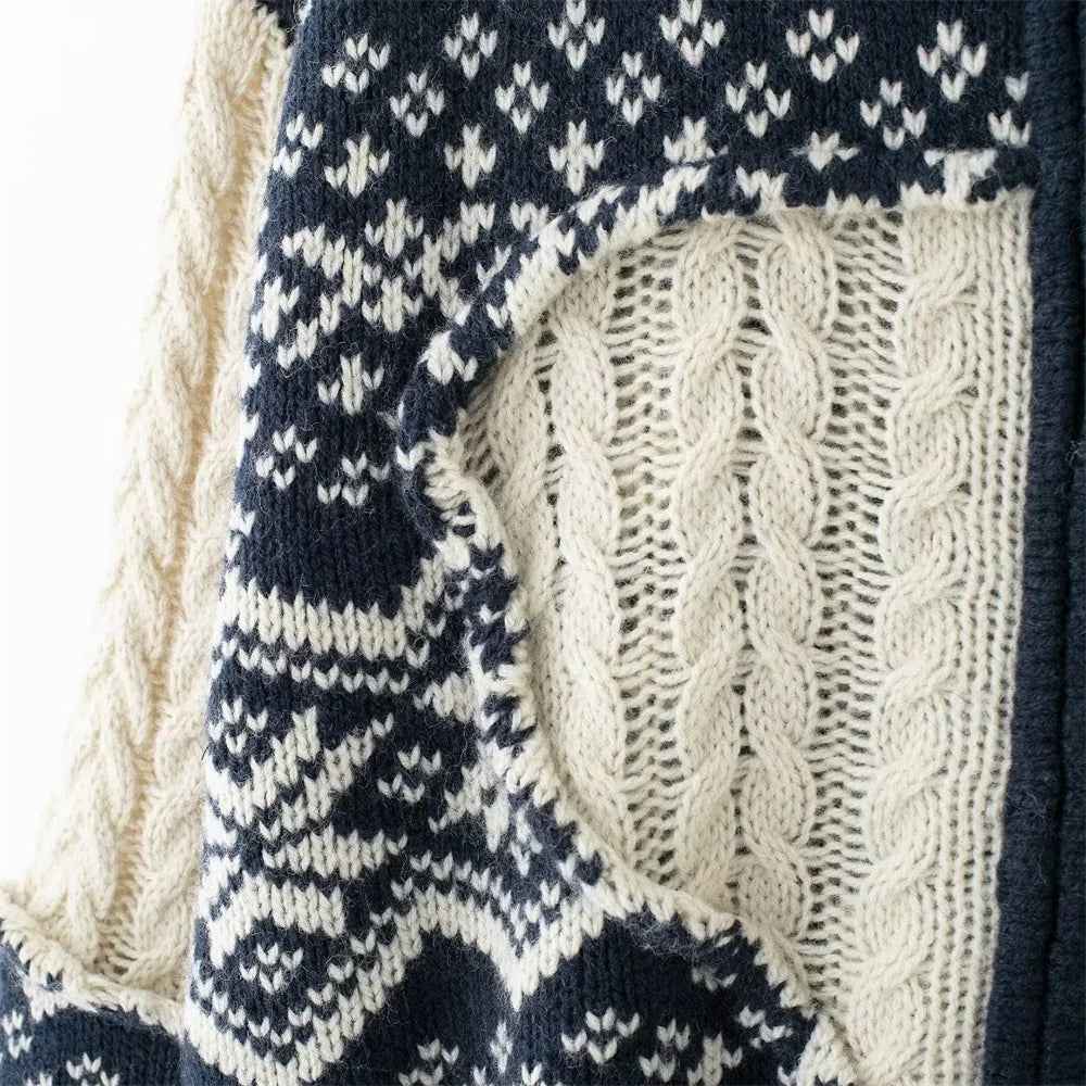 Elegant Jacquard Knitted Long Sleeve Cardigan