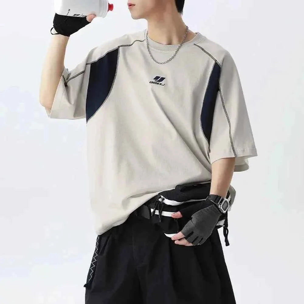 Breathable Contrast Embroidery Short Sleeve T-Shirt