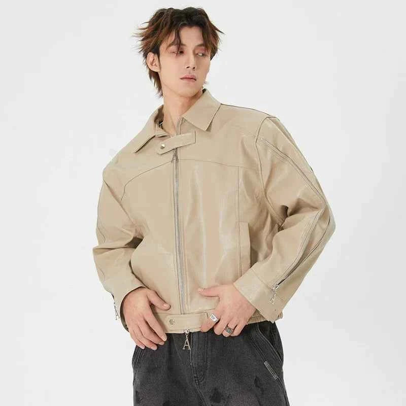 Men Lumi Retro Korean Motorcycle Leather Jacket