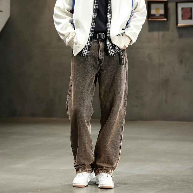 Yellow Retro Washed Loose Fit Jeans
