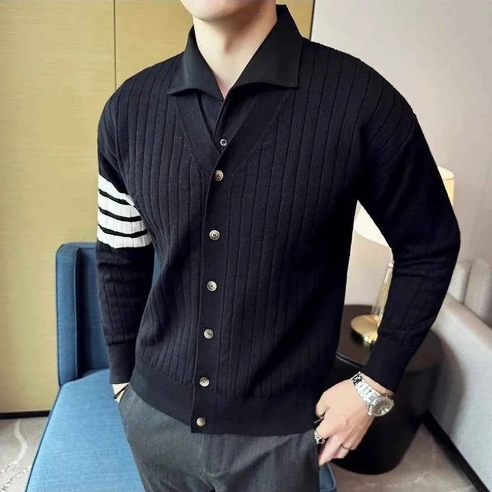 Spring Contrast Striped Classic Cardigan