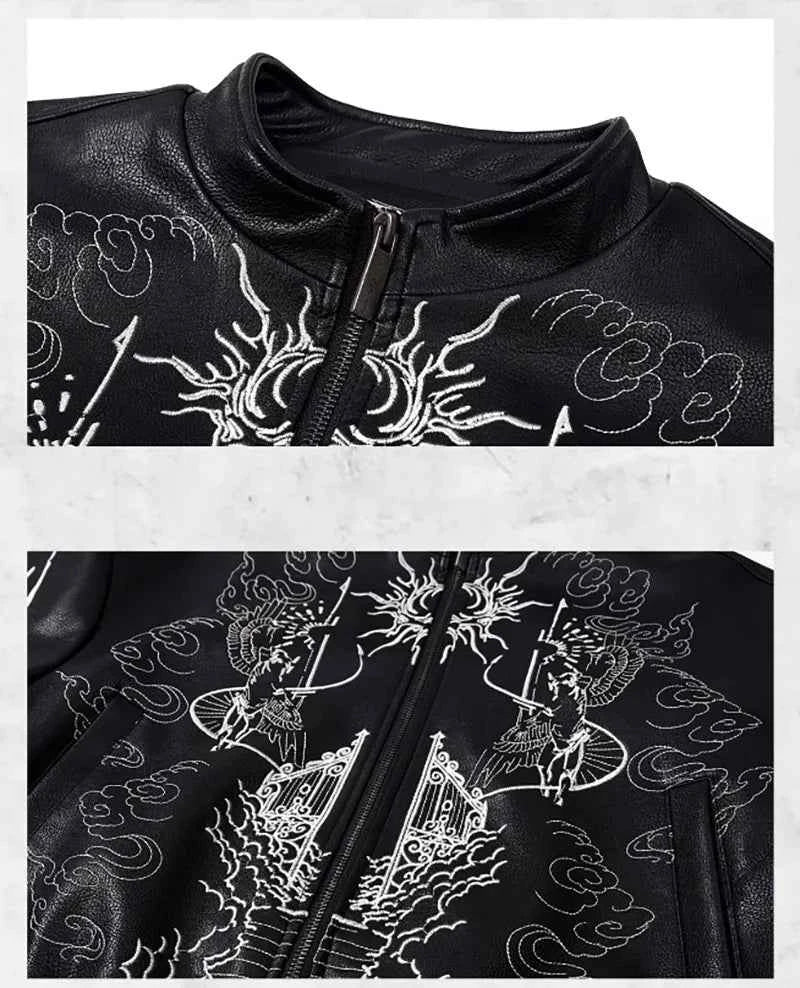 Personalized Pattern Printed Motorcycle Leather Jacket