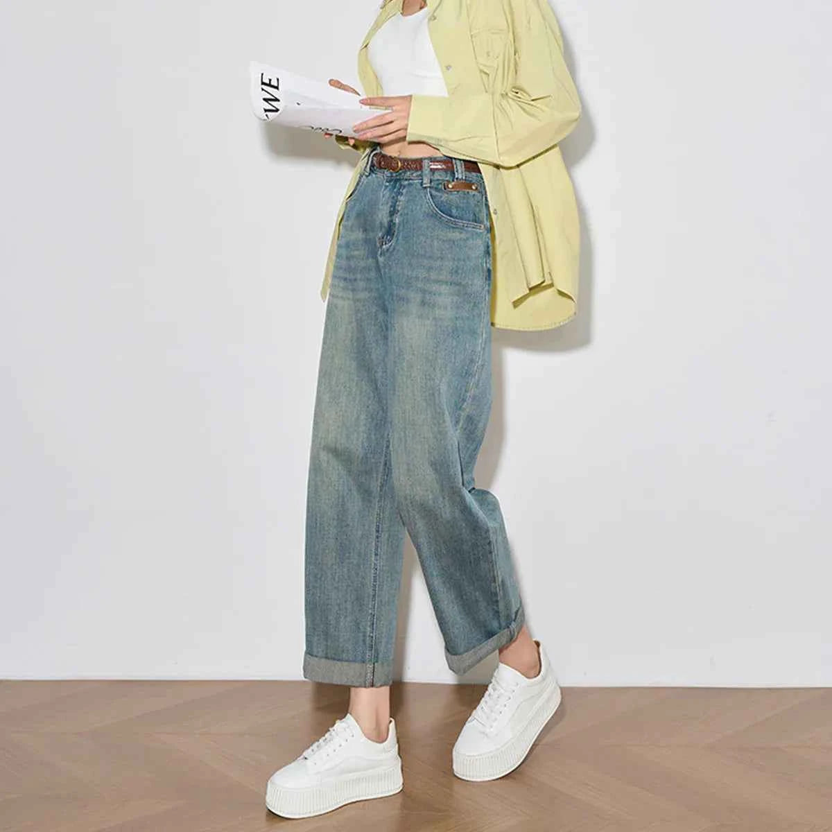 Trendy Loose Fit Denim Straight Leg Jeans