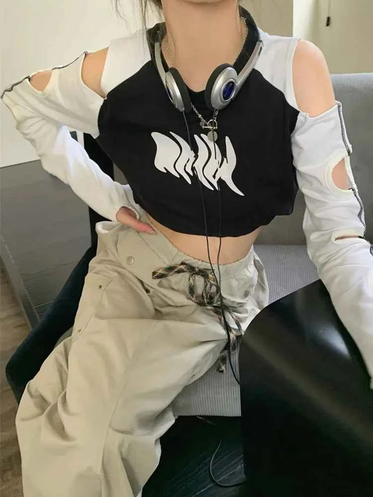 Y2K Streetwear Gothing Kosahiki Hollow Out Grunge T-Shirt