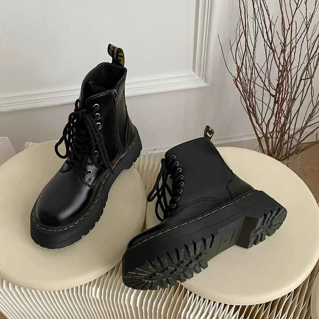 Platform Goth Chelsea Ankle Leather Boot