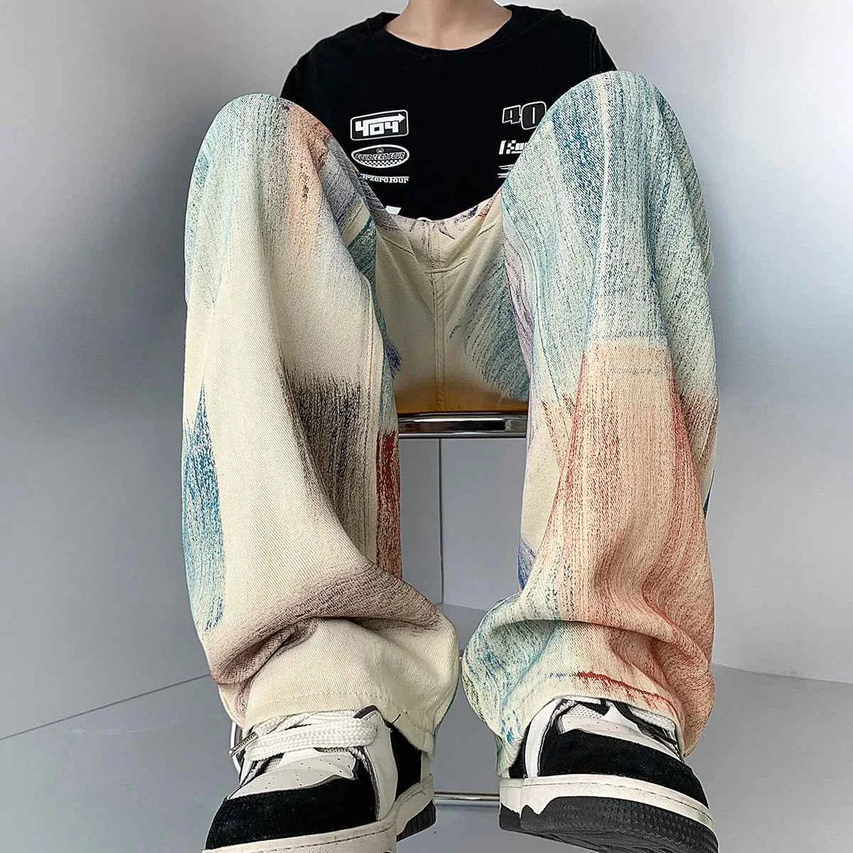 Colorful Graffiti Tie Dye Loose Jeans