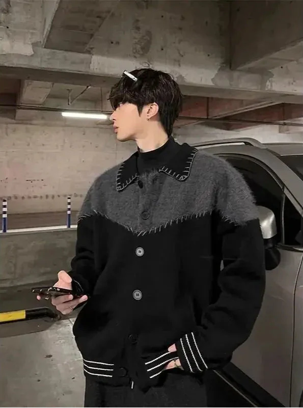 Men's Black Colorful Retro Knit Sweater - Luxuryurbanwear
