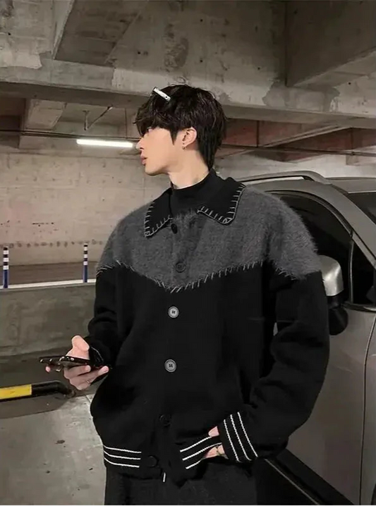 Men's Black Colorful Retro Knit Sweater - Luxuryurbanwear