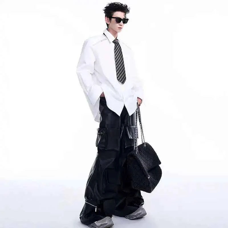 Stylish Timeless Fit High Street Leather Cargo Pants