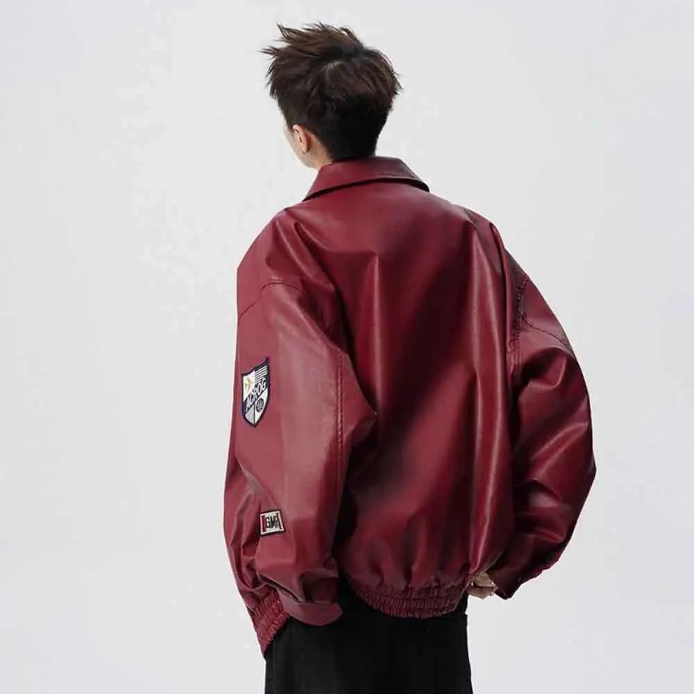 Trendy Retro Embroidered Leather Racing Jacket