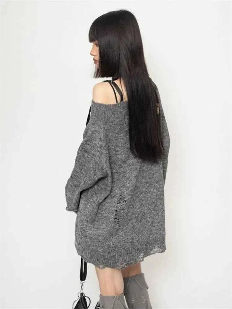 Gothic Off Shoulder Knitted Sweater