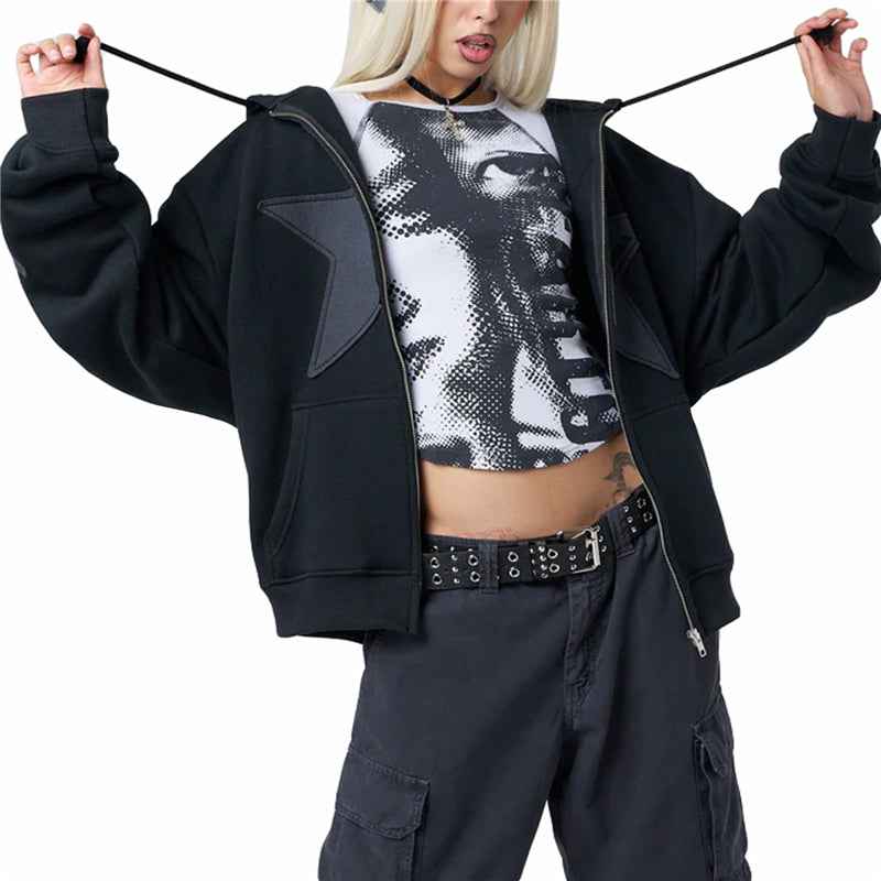 Star Print Gothic Aesthetic Long Sweatshirt