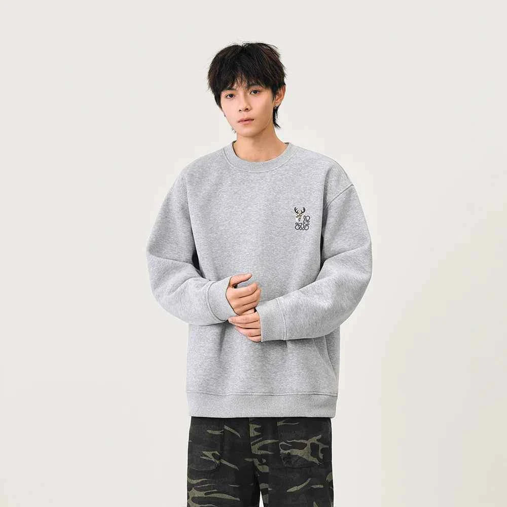 Cozy Embroidered Logo Crew Neck Sweatshirt