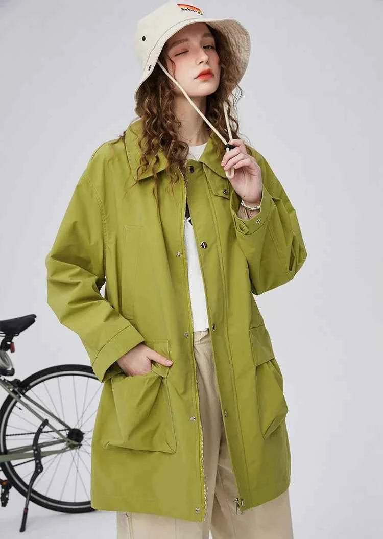 Y2K British Style Trench Mid Windbreaker Coat