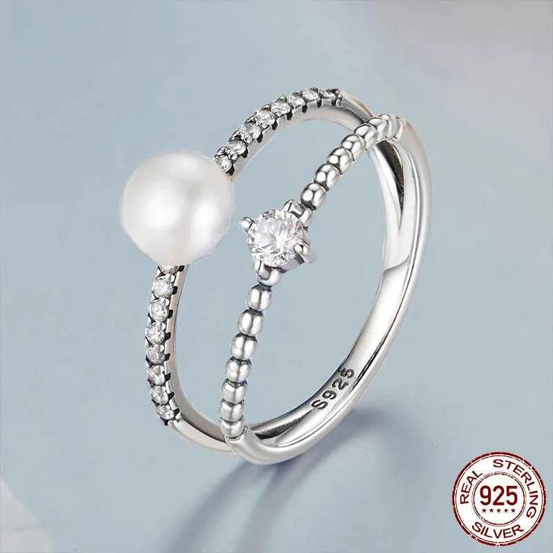 Elegant Genuine Freshwater Pearl Sterling Silver Ring