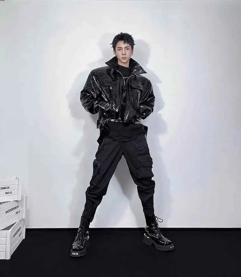 Spring Slim Leather Motorcycle Zipper Jacket