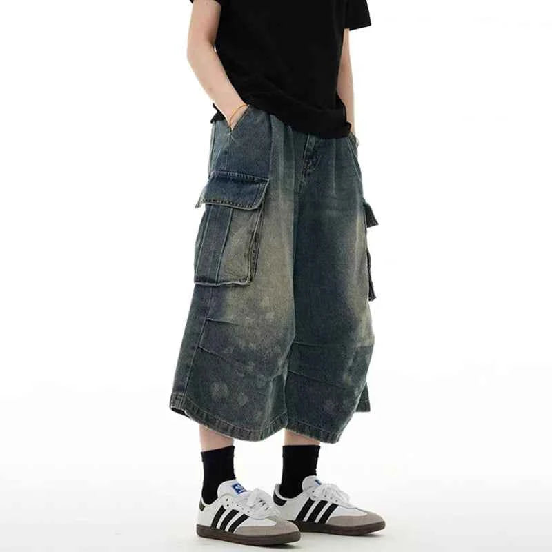 Urban Chill Washed Cargo Denim Jorts