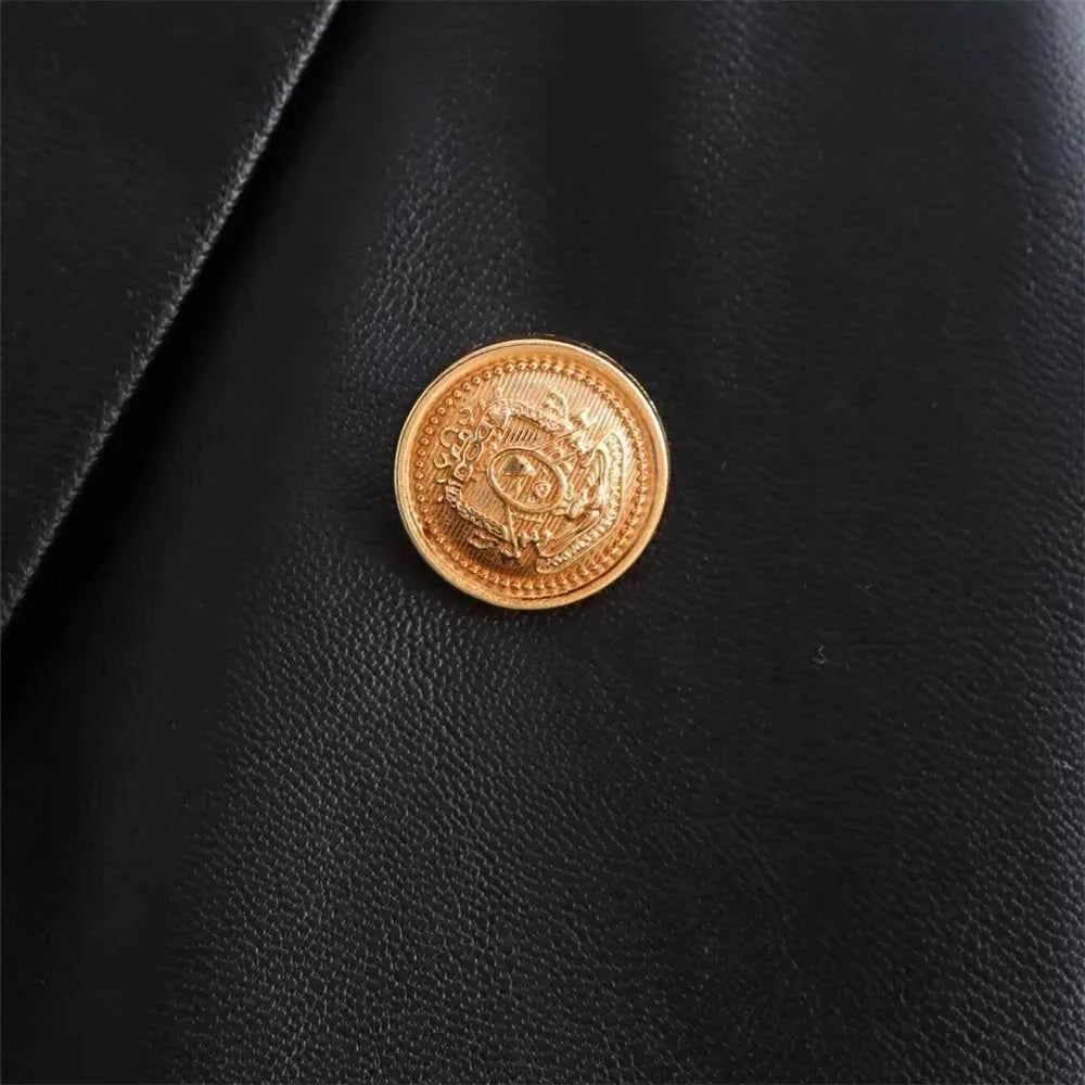 Trendy European Style Classic Suit Leather Coat