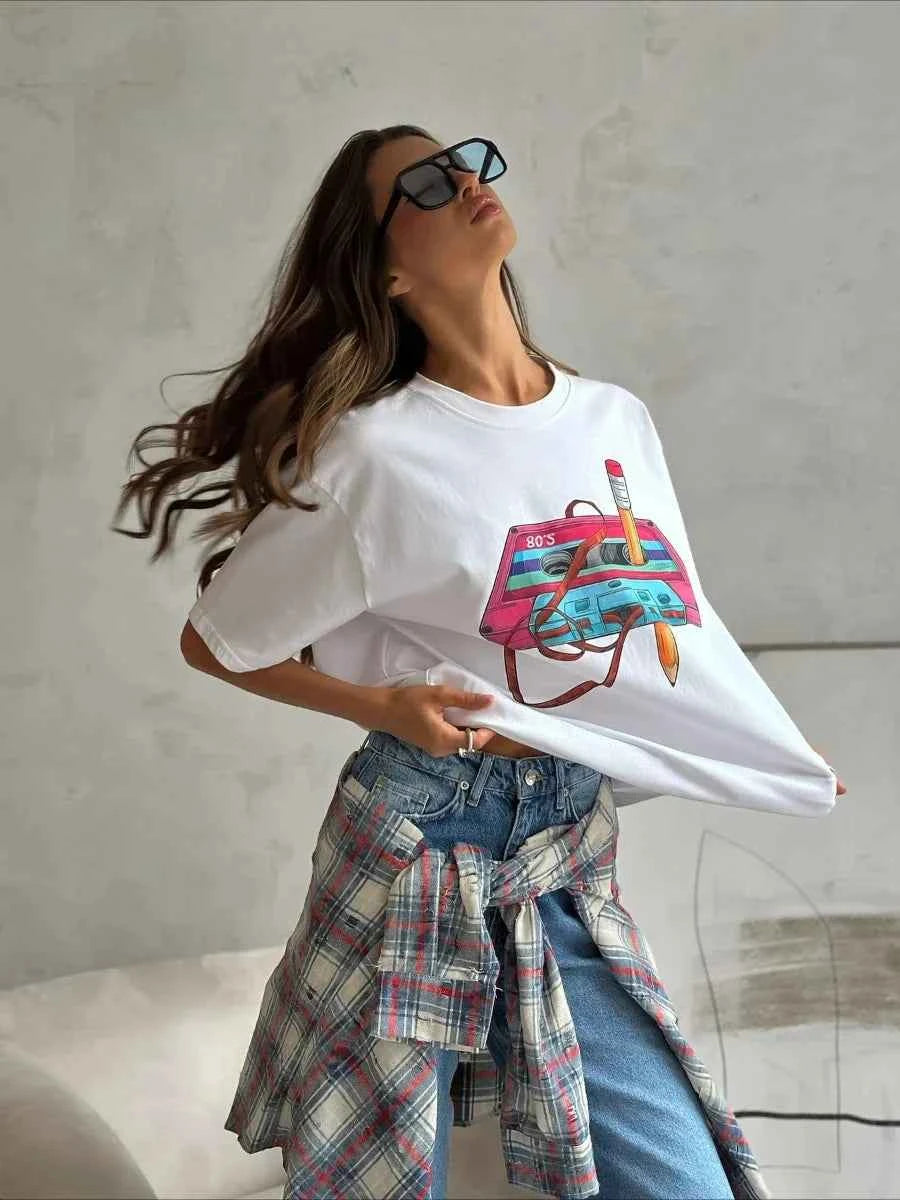 Vintage Hip Hop Printed Cotton T-Shirt