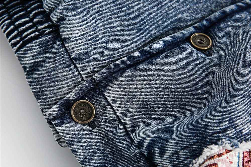 Y2K Thick Winter Patchwork Denim Jacket