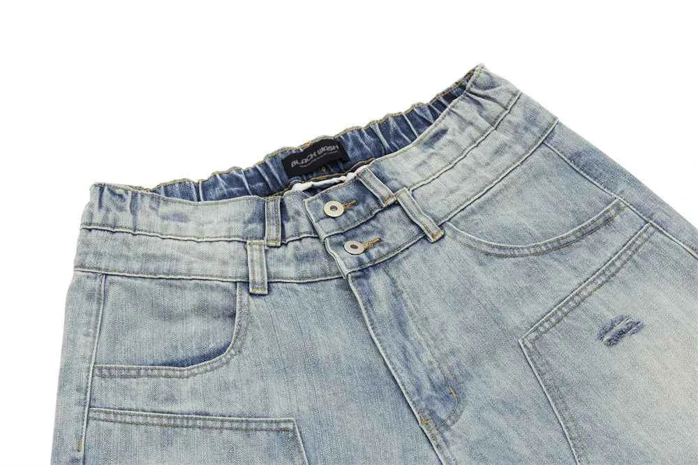 Streetwear Distressed Loose Wide Leg Denim Short
