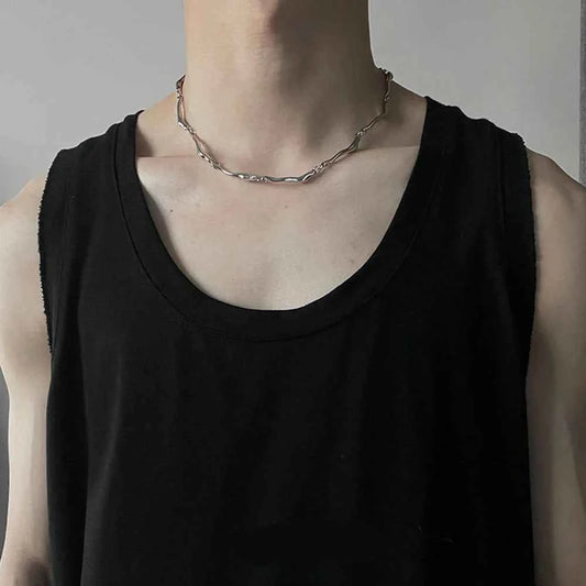 Men Luxury Irregular Titanium Steel Choker Necklace