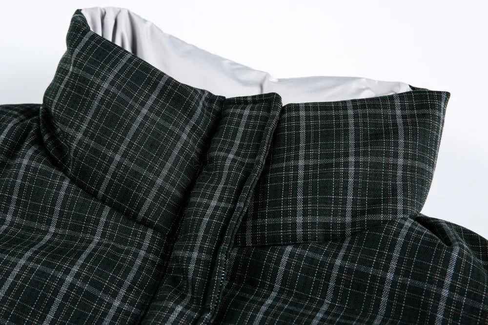 Warm Plaid Double Sided Down Puffer Jacket