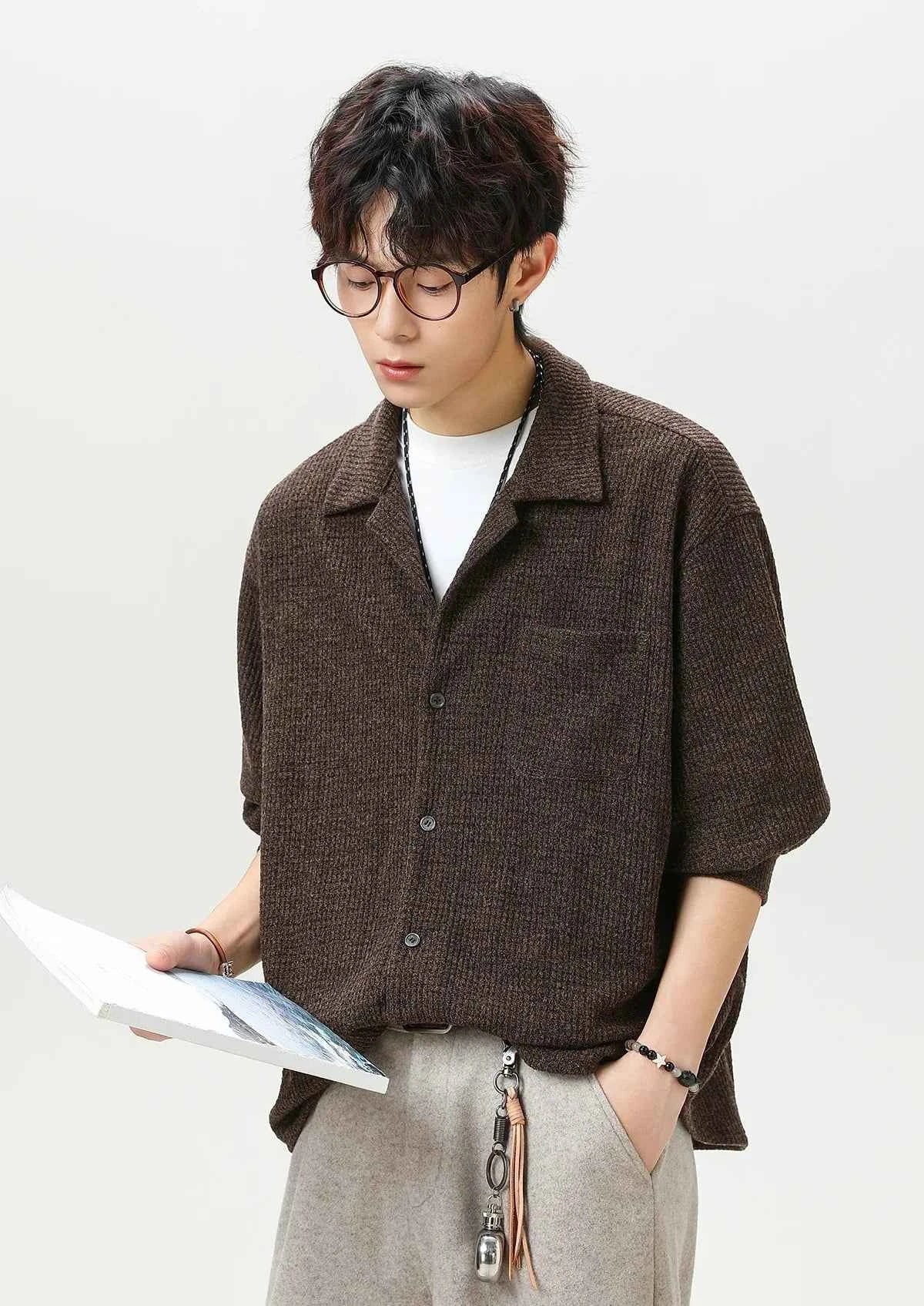 Vintage Oversized Flannel Cuban Collar Shirt