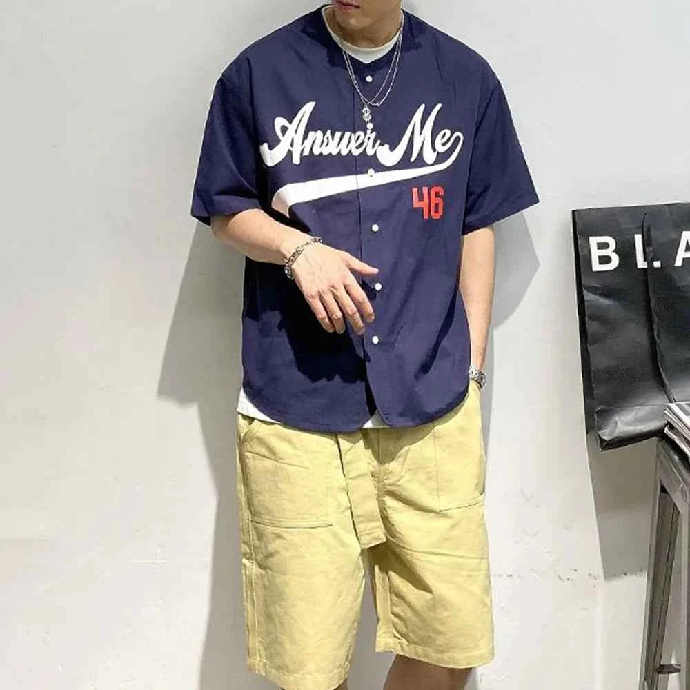 Retro American Style Letters Print Casual Shirt