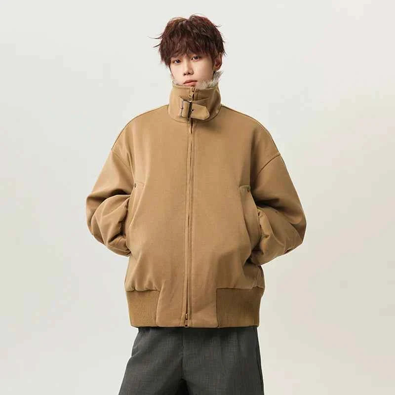 Winter Padded Fur Collar Belt Woolen Jacket
